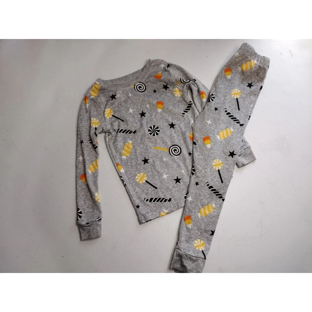Toddler Halloween Candy Corn Pajama‎ Set Gray 4T